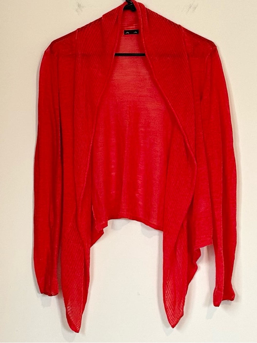 Red Orange Open-Front Women's Draped Lightweight Cardigan Sweater - Size: Large